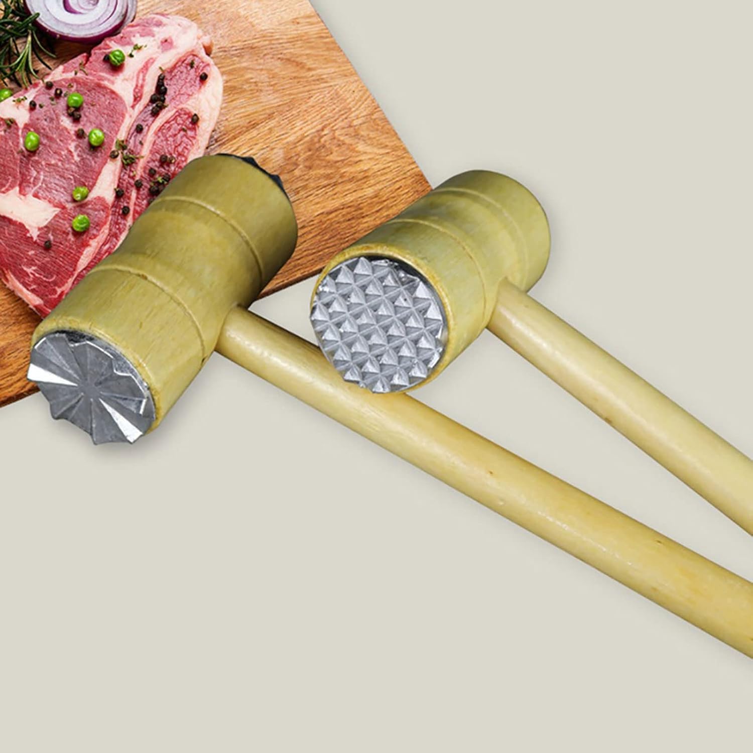 Food Hammer Wooden Double-Sided Meat Hammer Meat Tender Hammers Steak Tools Pork Chop Hammer Kitchen Tools