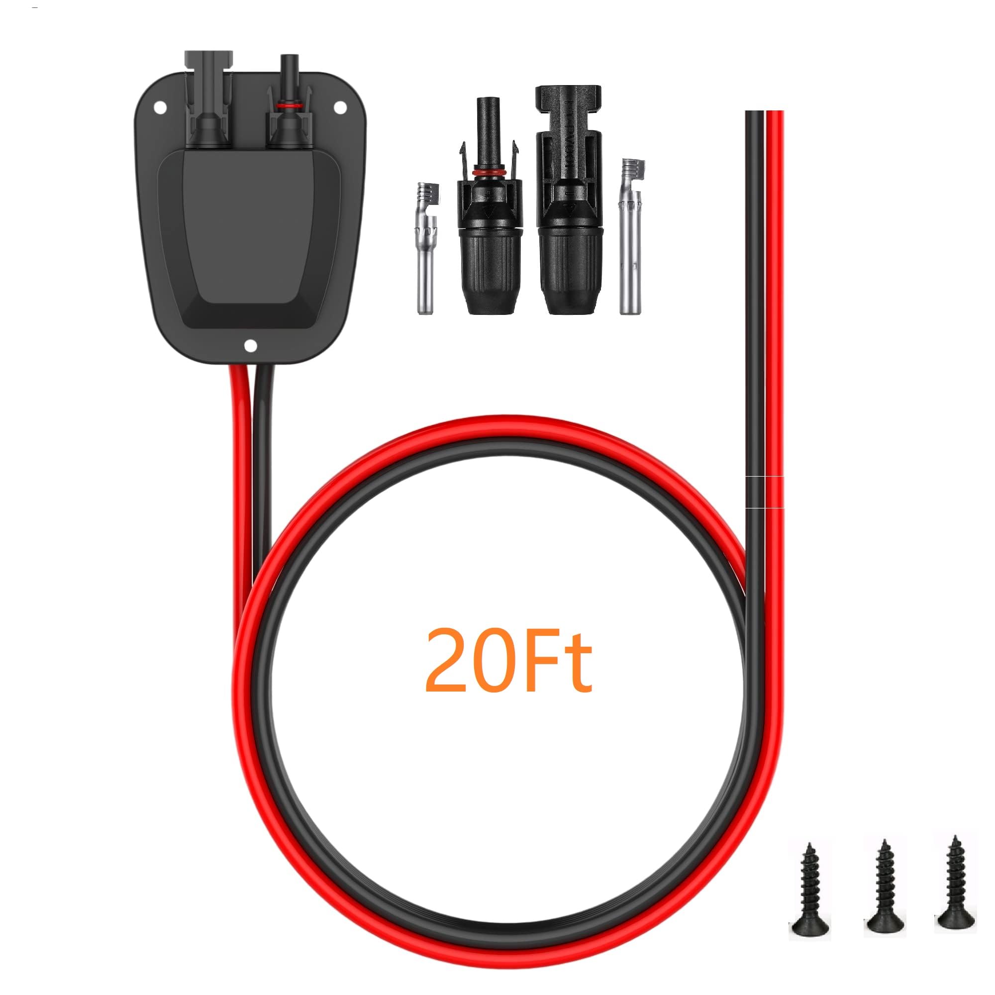 Cavo di prolunga per pannello solare a doppio ingresso per pannello solare installato - Cavo per pannello solare da 10 AWG, 6 m, con connettori solari per camper, camper, camper e progetti solari,
