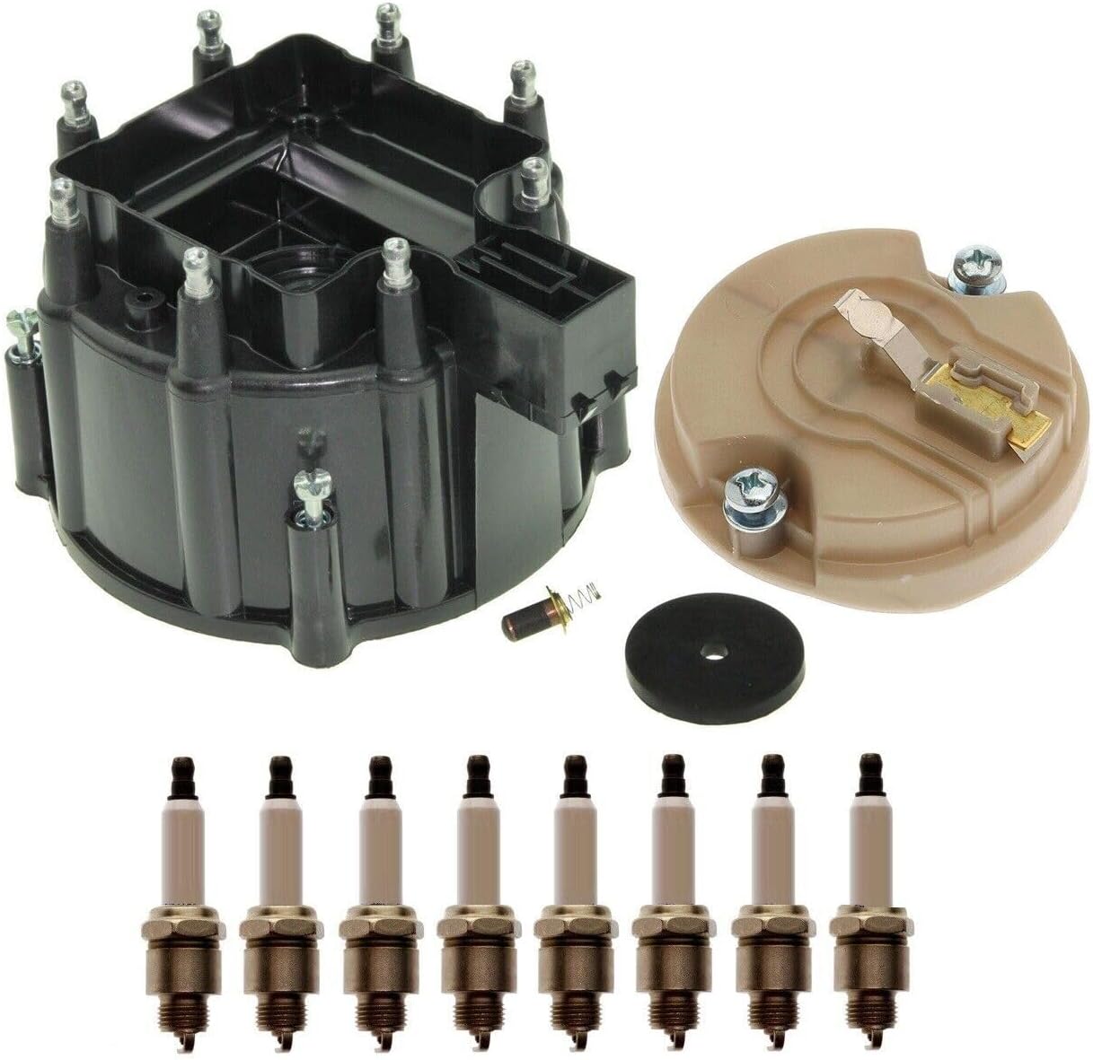 Replacement Professional Distributor Rotor Cap and Spark Plugs Kit for Cutlass 7.5L V8 for Oldsmobile