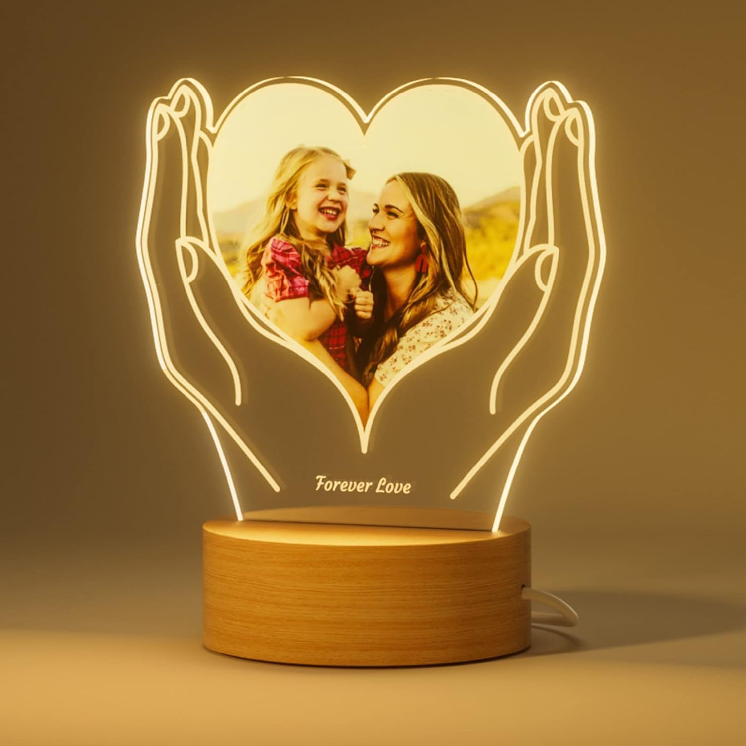 Bemaystar Personalized Mothers Day Gifts for Mom - Custom Picture Frames with Photos, Customized Photo Frame with Night Light, Custom Gifts from Daughter Son for Mom Grandma Wife