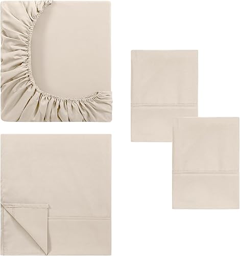 Miniatura 8 de Modern Threads Sábanas de microfibra suave, incluye sábana encimera, sábana bajera con bolsillos profundos y fundas de almohada, color liso, cáscara