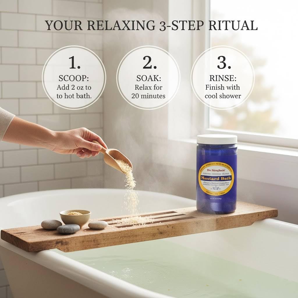 Dr. Singha’s Mustard Bath – Therapeutic Bath Salts for Relaxation, Soothing Comfort & Refreshing Aroma – 28 oz Aromatherapy Soak with Mustard Seed & Essential Oils - Bathing Alternative to Epsom Salt