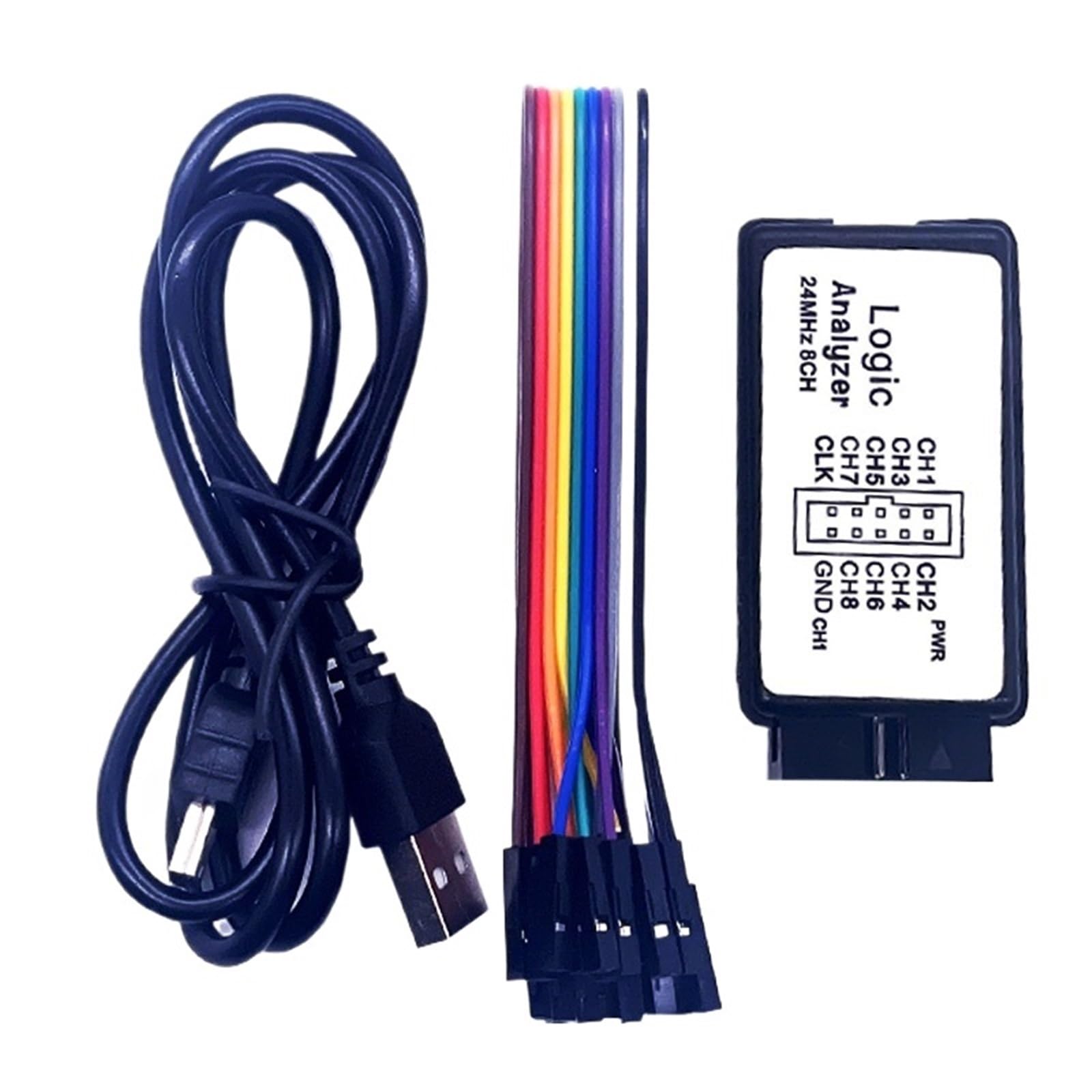 Analizador lógico de bolsillo de 24 MHz, mini dispositivo USB, con 8 canales de memoria.