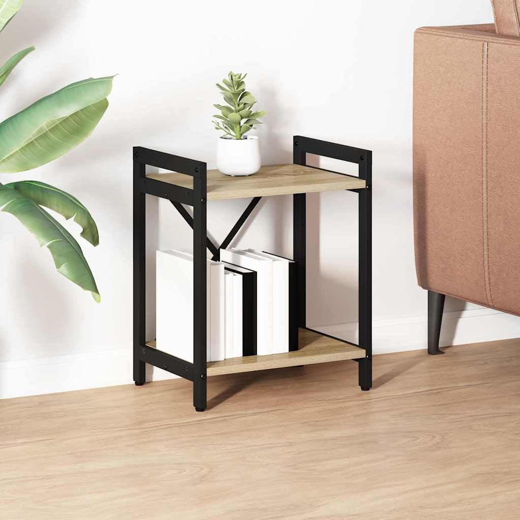 Libreria 40x30x50 cm Legno Ingegnerizzato Rovere Sonoma | Mobile scaffale versatile per soggiorno e studio, struttura in acciaio nero con portata fino a 60 kg per libri e oggetti.