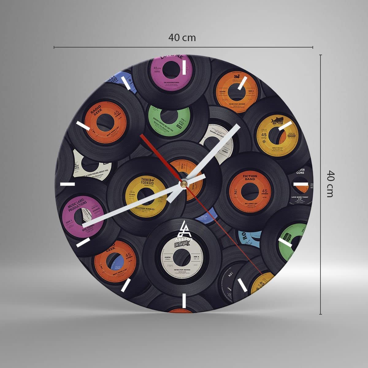 Moderno Reloj de Vidrio 40x40cm Redondo Decorativo Cultura Música - 4185