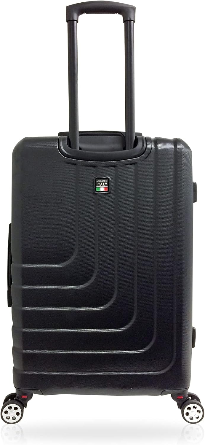 review TUCCI Italy Carino Black 3-Piece Spinner Wheel Hardside Luggage Suitcase Set