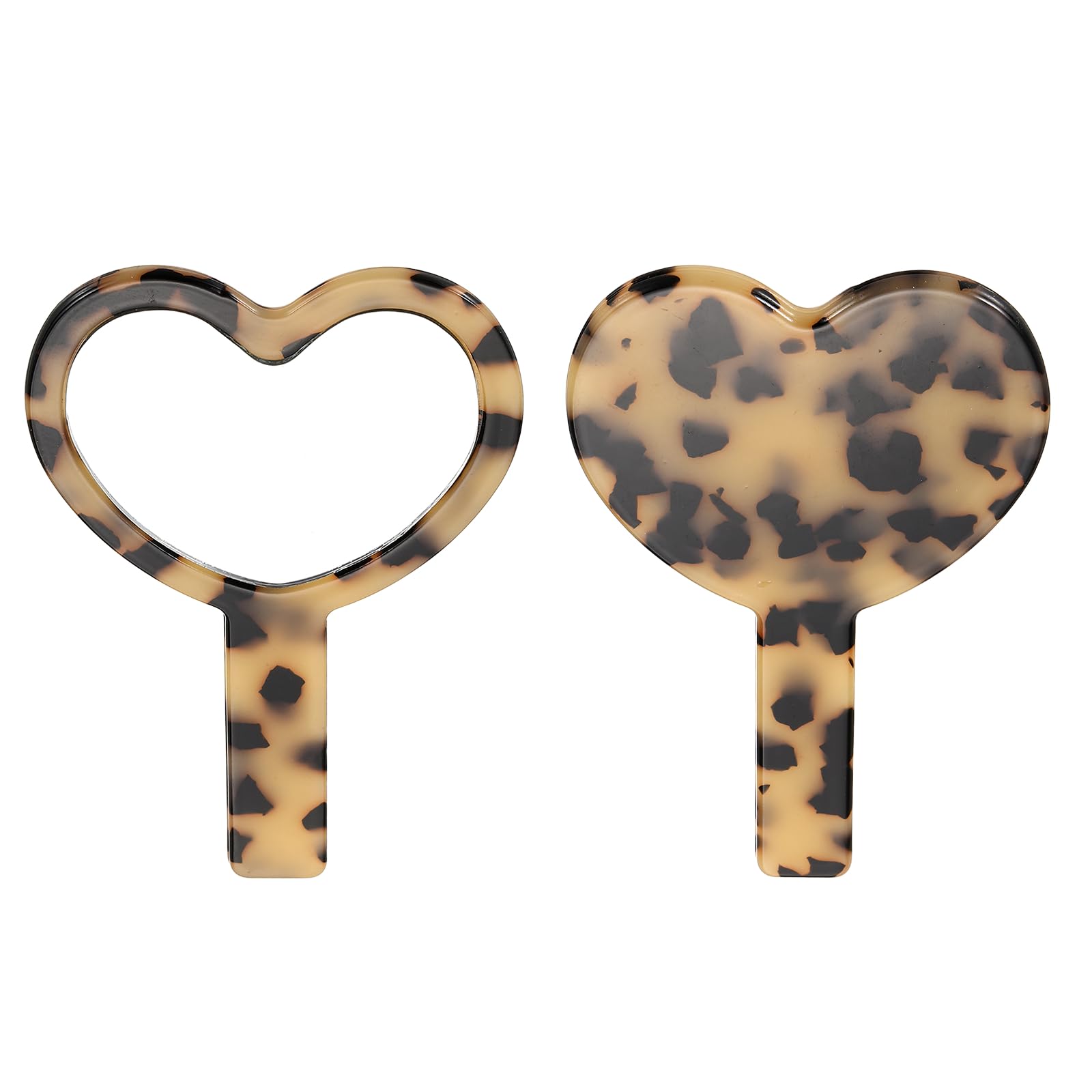 sourcing map Handheld Mirror, Heart-Shaped Hand Held Mirror with Handle Acetic Acid Vintage Portable Lightweight Cosmetic Supplies for Women Travel Makeup Salon, Tortoiseshell