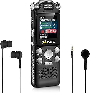 SAIMPU Voice Recorder-16GB Voice Activated Recorder with Variable Speed Playback,Sound Recorder Built in Ultra-Sensitive Microphones and MP3 Player,Digital Voice Recorder for Lectures and Meetings