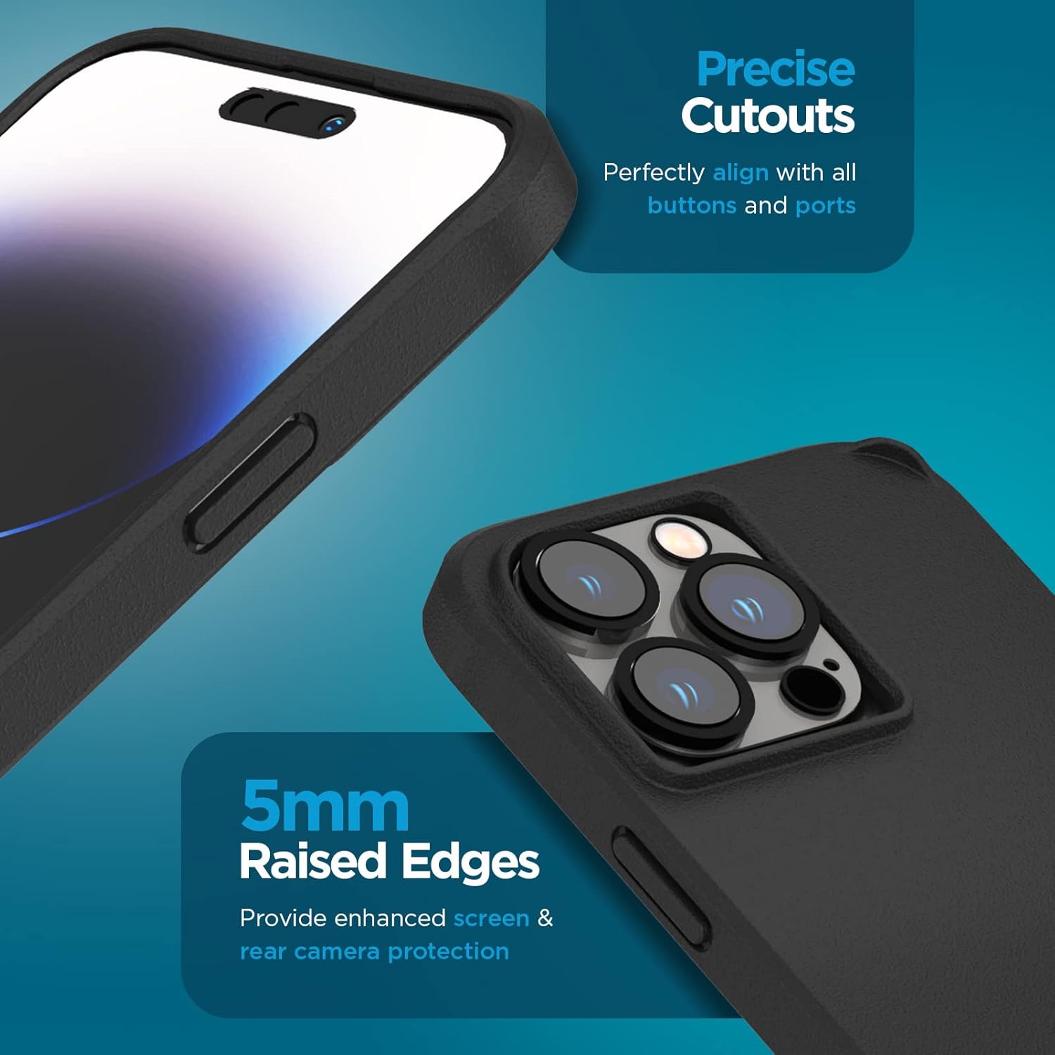 Case-Mate [3 in 1] Protection Pack - iPhone 14 Pro Max Case (Tough Black), Tempered Glass & Lens Protector - 15ft Drop Protection, Compatible with MagSafe & Wireless Charging - Shockproof Anti Scratch