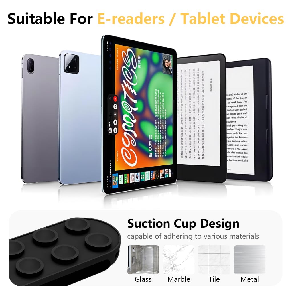 ZORBES® Silicone Tablet Holder Hand Grip, Dual Row Strong Suction Cup Silicone E-Reader Back Grip Holder, Anti-Slip One-Hand Holder for Tablet, Kindle & E-Book Readers, 14.5x17.5cm 2