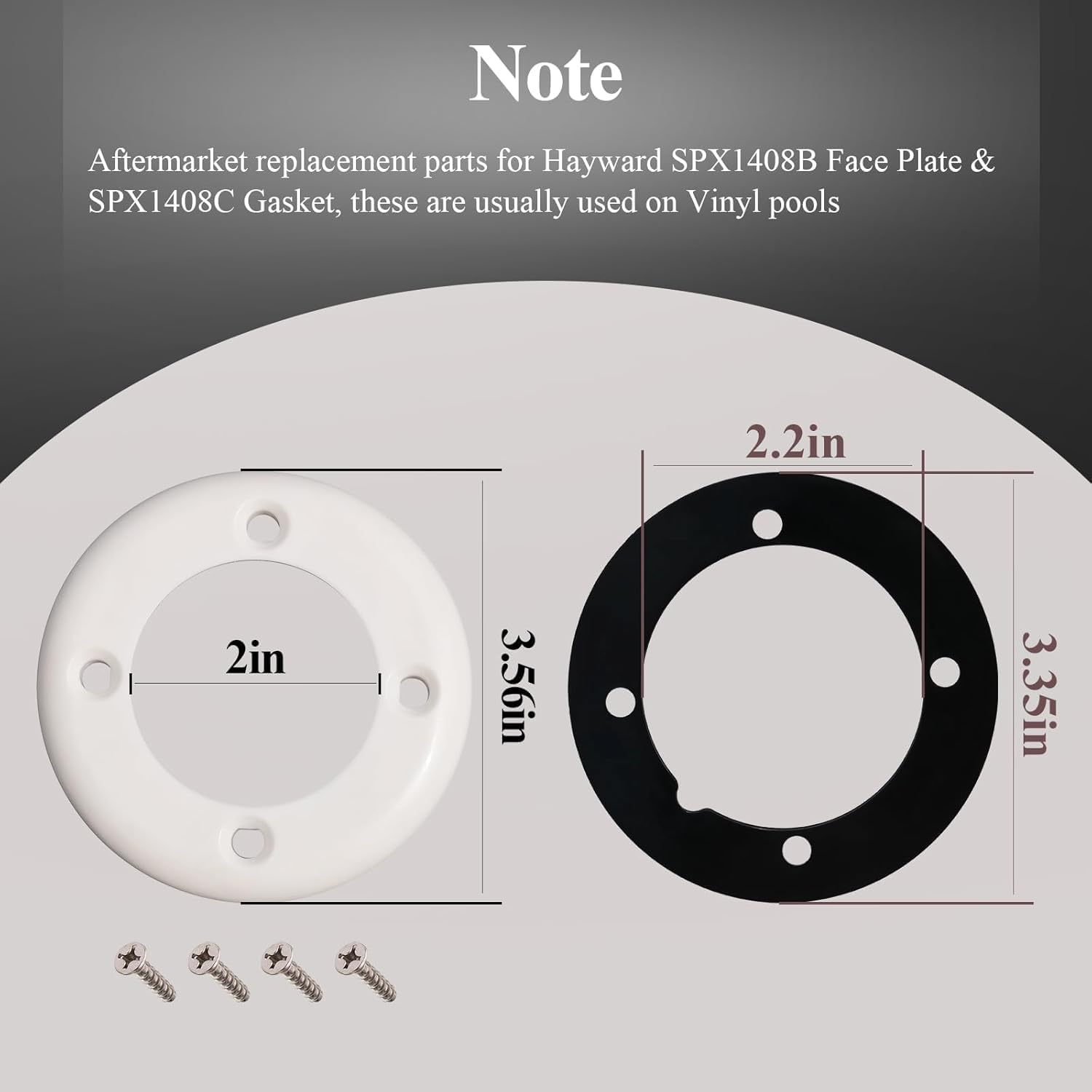 SPX1408B Face Plate & SPX1408C Gasket Compatible with Hayward Pool SP1408 SP1411, SP14071 Inlet Return Wall Fitting Kit,Vinyl Swimming Pool Return Wall Fitting Kit W/8 Face Plates,16 Gaskets,32 Screws