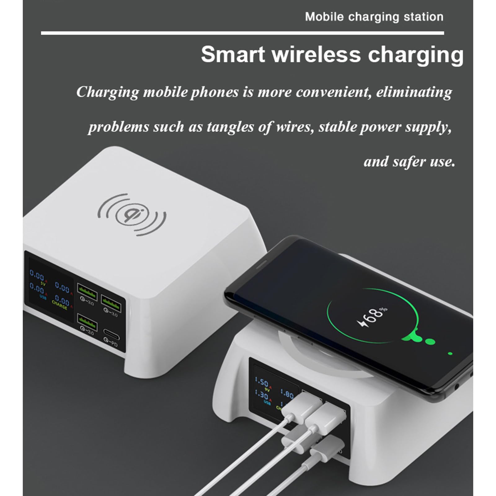 Caricatore USB multiporta, ricarica rapida da 100 W, caricabatterie intelligente wireless, adatto a una varietà di prodotti elettronici