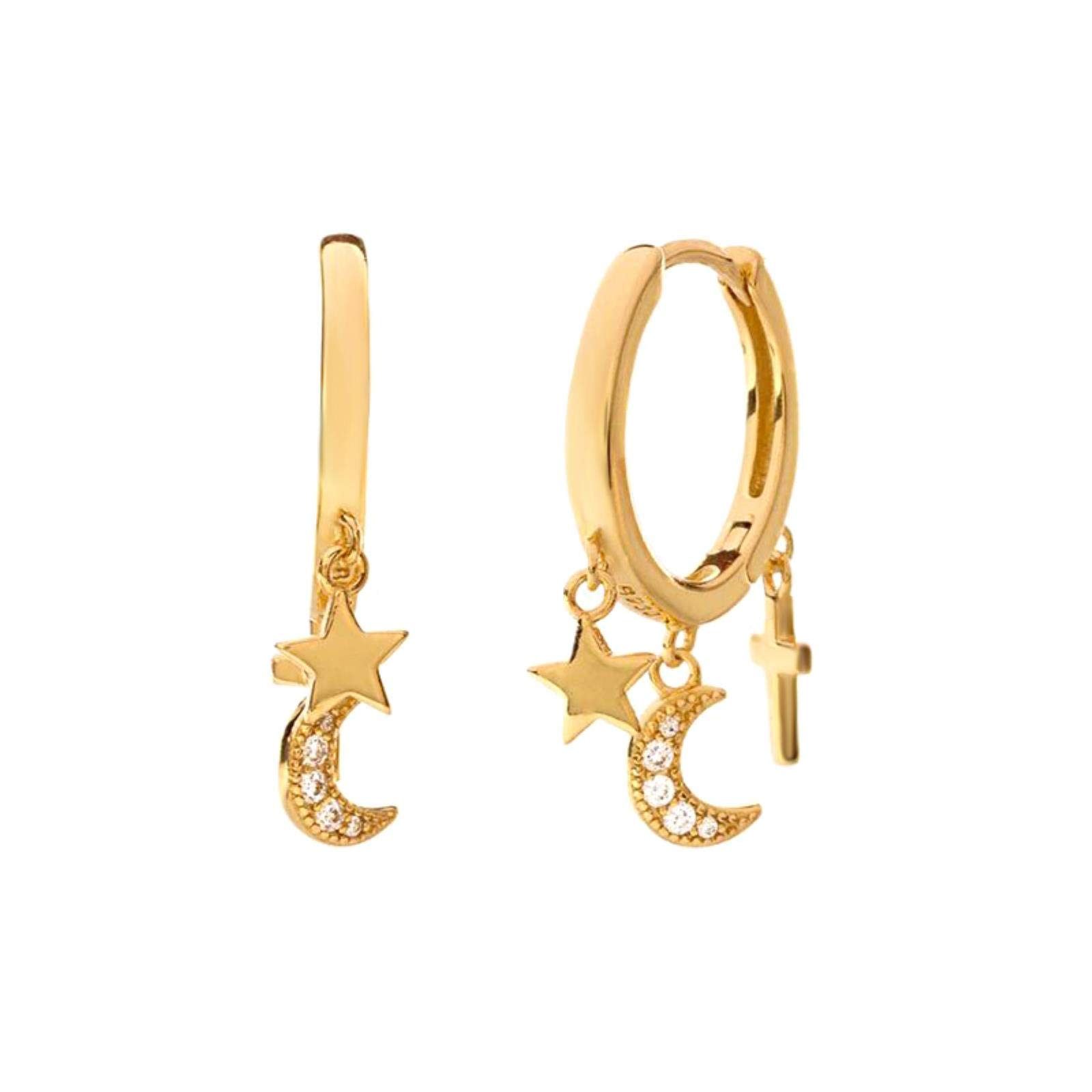 Modische Asymmetrische Ohrringe, Stern- Und Mond-Tropfen-Schmuck, Ohrringe, Geschenke Günstig