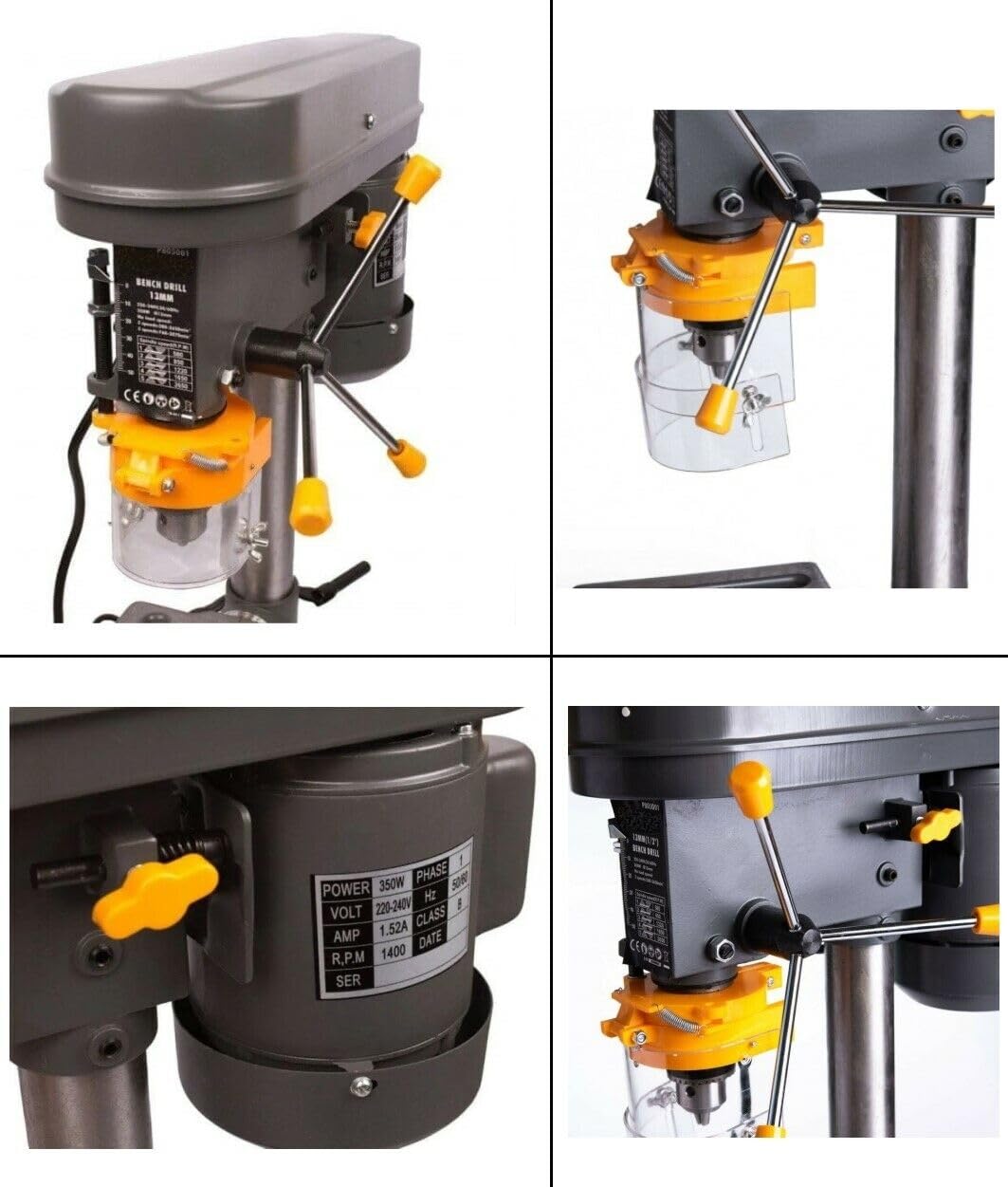 Trapano a colonna con mandrino da 13mm 350W - 5 velocità con protezione mandrino (Cod.:2121)