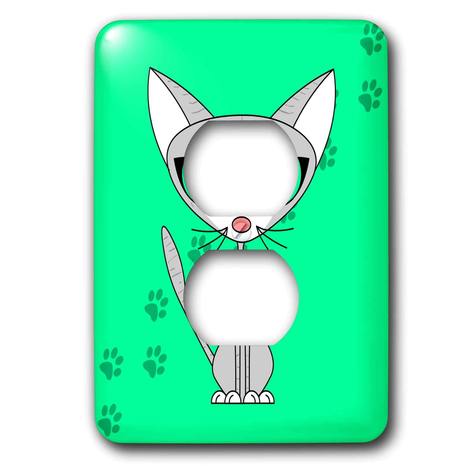 Cache-prise motif chat gris clair pour décorer votre salon 3dRose