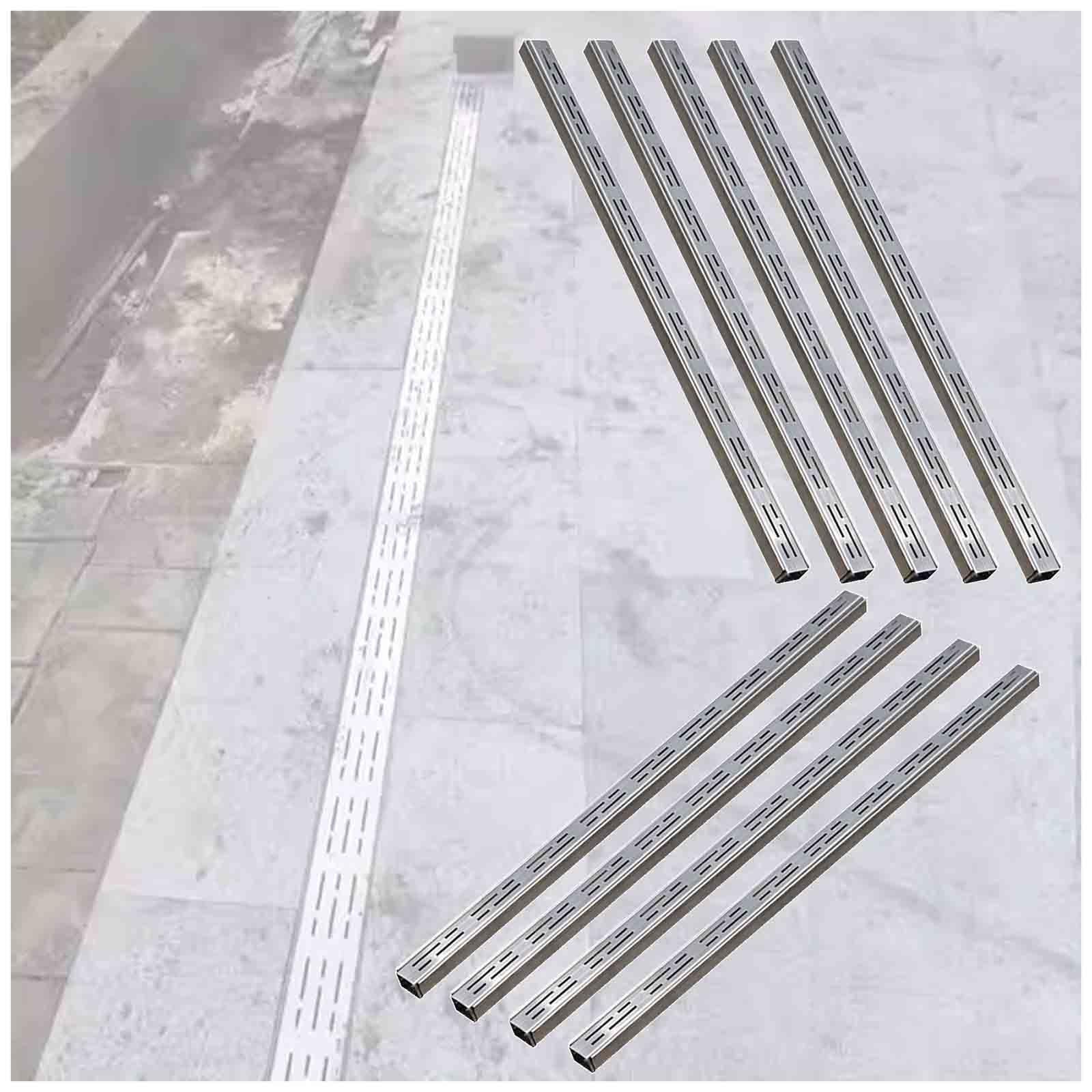 KLGFBDC Drainage Trench Channel with Grate, Narrow Slim Gutter System for Yard, Patio, Driveways, and Garage
