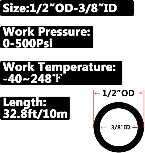 Miniatura 2 de Air Line - Tubo neumático de nailon OD de 12 pulgada SAE J844 para tubería de freno de aire o transferencia de líquido (negro, 32.8 pies)