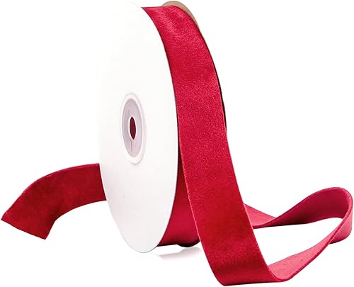 Cinta de terciopelo roja de doble cara de 1 pulgada, 10 yardas de cintas de terciopelo para decoración de coronas de Navidad, envoltura de regalos,