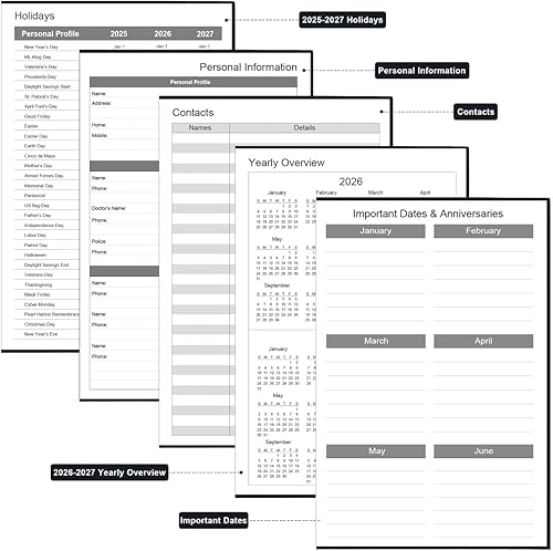 Miniatura 5 de Agenda 2025 2026  Agenda semanal y mensual de julio de 2025 a junio de 2026, agenda 2025-2026 con bolsillo interior, banda elástica, tapa dura,