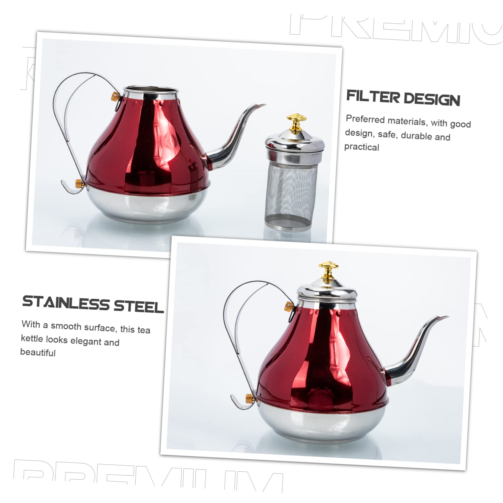 Gibson Home Hometrends Brush Polished Tea Kettle, 2 Quart Capacity, Stainless Steel, Kitchen Cookware and Accessories, silver with brown Handle, 80728.02