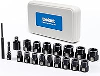 Vista 11 de toolant Kit extractor de pernos de impacto de 46 piezas, kit de herramientas de llave para quitar pernos y tuercas, extractor de pernos despojados