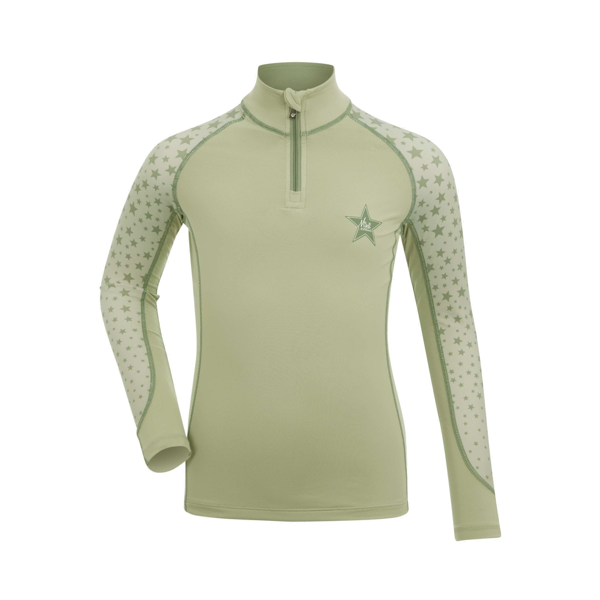 LeMieux Mini Base Layer - Ombre Cascading Star Printed Sleeves - Sweat Wicking Fabric - 360 Stretch - Comfort & Freedom - 50+ UV Protection - Fern - 9-10 Years