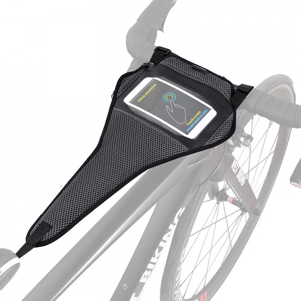 MiOYOOW Protezione Antisudore per Bici, Rete Antisudore per Allenatore di Biciclette con 6,5 Pollici Copertura del Telefono per Telaio Bicicletta