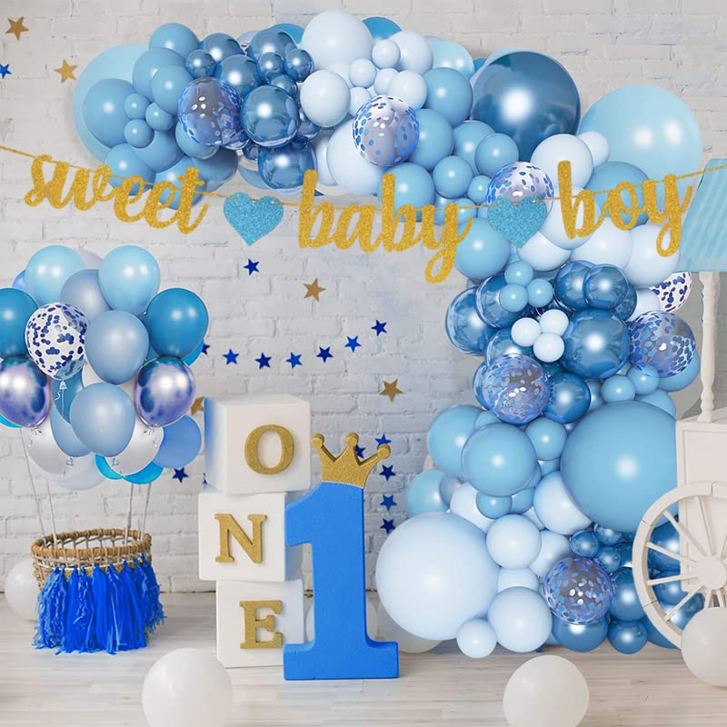 Bannière ‘It’s A Boy’ Et ‘Baby Shower’ – Décoration Fête Prénatale – Bleu Clair Et Doré - 3