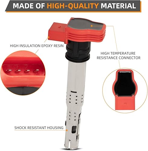 Miniatura 4 de Paquete de 8 bobinas de encendido compatibles con A6 A8 Quattro Q7 S5 R8 - VW Touareg V6 V8 V10 Reemplaza# UF529 5C1688 E1029 06E905115E