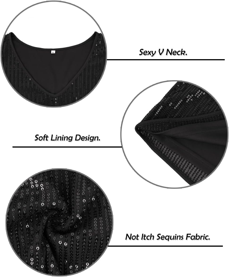 TIYOMI Plus Size Tops for Women Long Sleeve Sequins Party Tunic V Neck Casual Shirt Pleated Front Blouse Spring Winter XL-5XL - Image 7