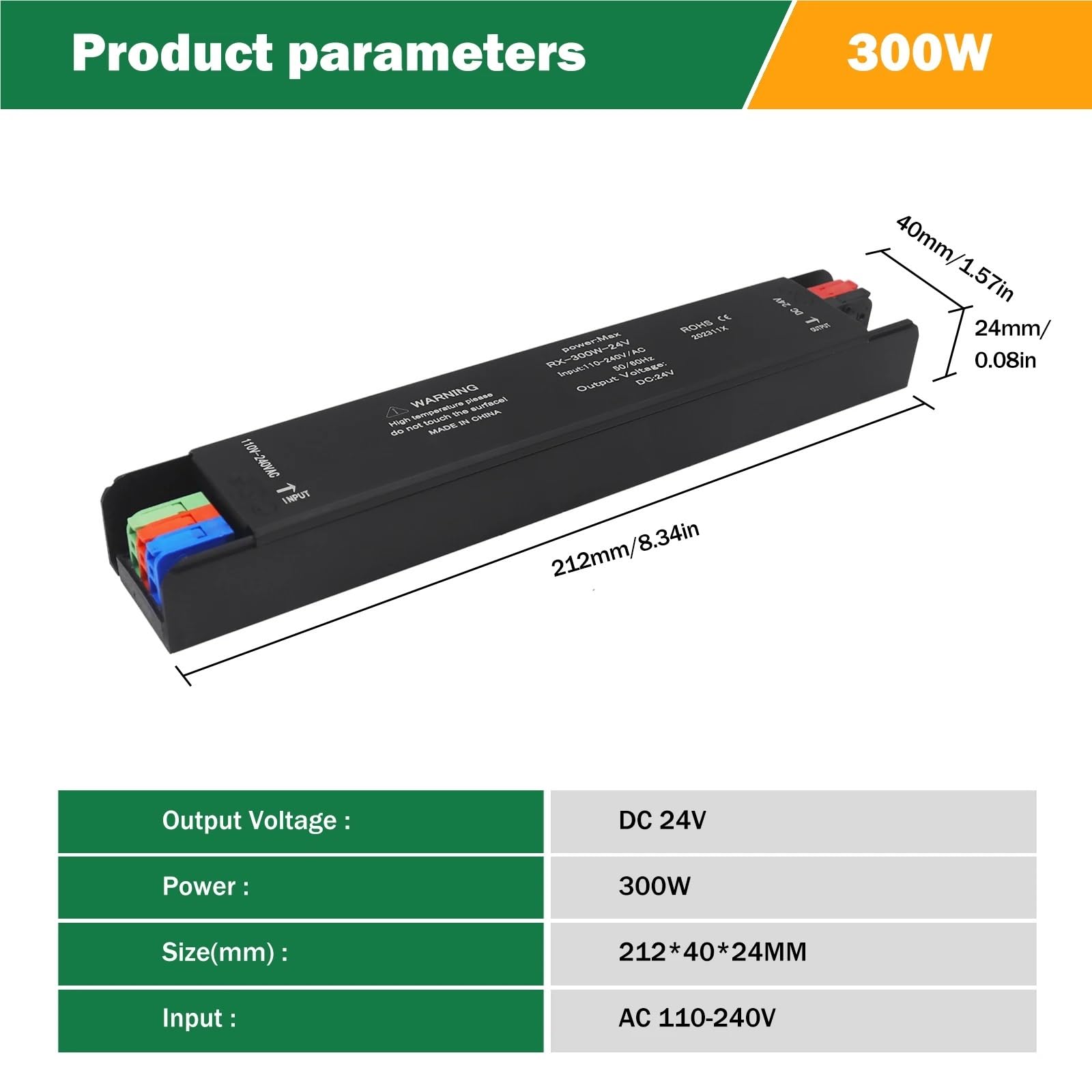 Ultra cienki zasilacz LED 12 V/24 V 400 W 300 W 200 W 100 W 60 W przetwornik przetwornika sterownika AC/DC konwerter (1 szt. 300 W, 12 V)