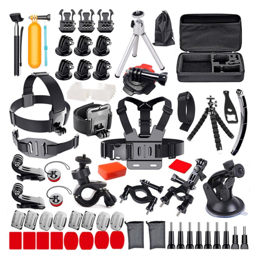 Andoer Zestaw akcesoriów do kamery sportowej 120 w 1 zestaw akcesoriów do kamer sportowych z zamiennym etui zestaw akcesoriów do kamery akcji do GoPro Hero 12 11 10 9