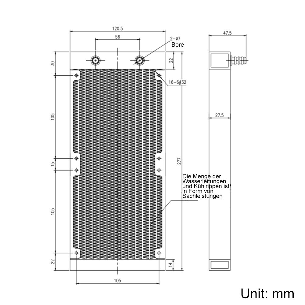 Raffreddatore ad acqua, 12 tubi, in alluminio, con ventola per computer PC, sistema di raffreddamento ad acqua, DC12 V, 240 mm