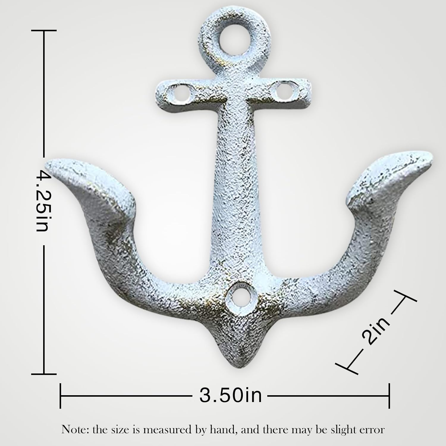 Notakia Vintage Cast Iron Nautical Anchor Wall Hooks Coastal Towel Hooks Decorative Wall Mounted Hanger for Beach House Lake House or Bathroom Decor Rustic Nautical Towel Rack (White, 1 Pack) - Image 6