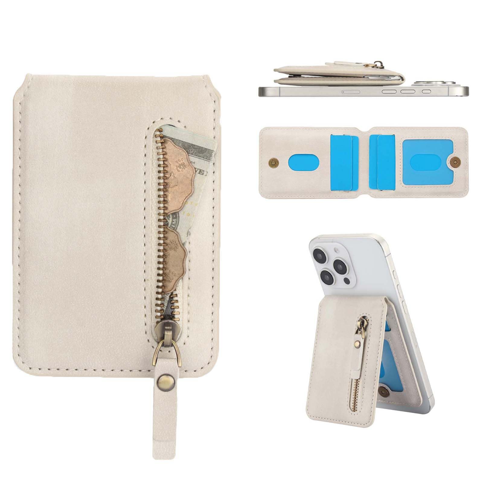 Konstreet for Strong Magnetic PU Leather Wallet – Compatible with MagSafe Any Phone Case and Device with 3 Card Slots and 1 Cash Slot Stand and RFID