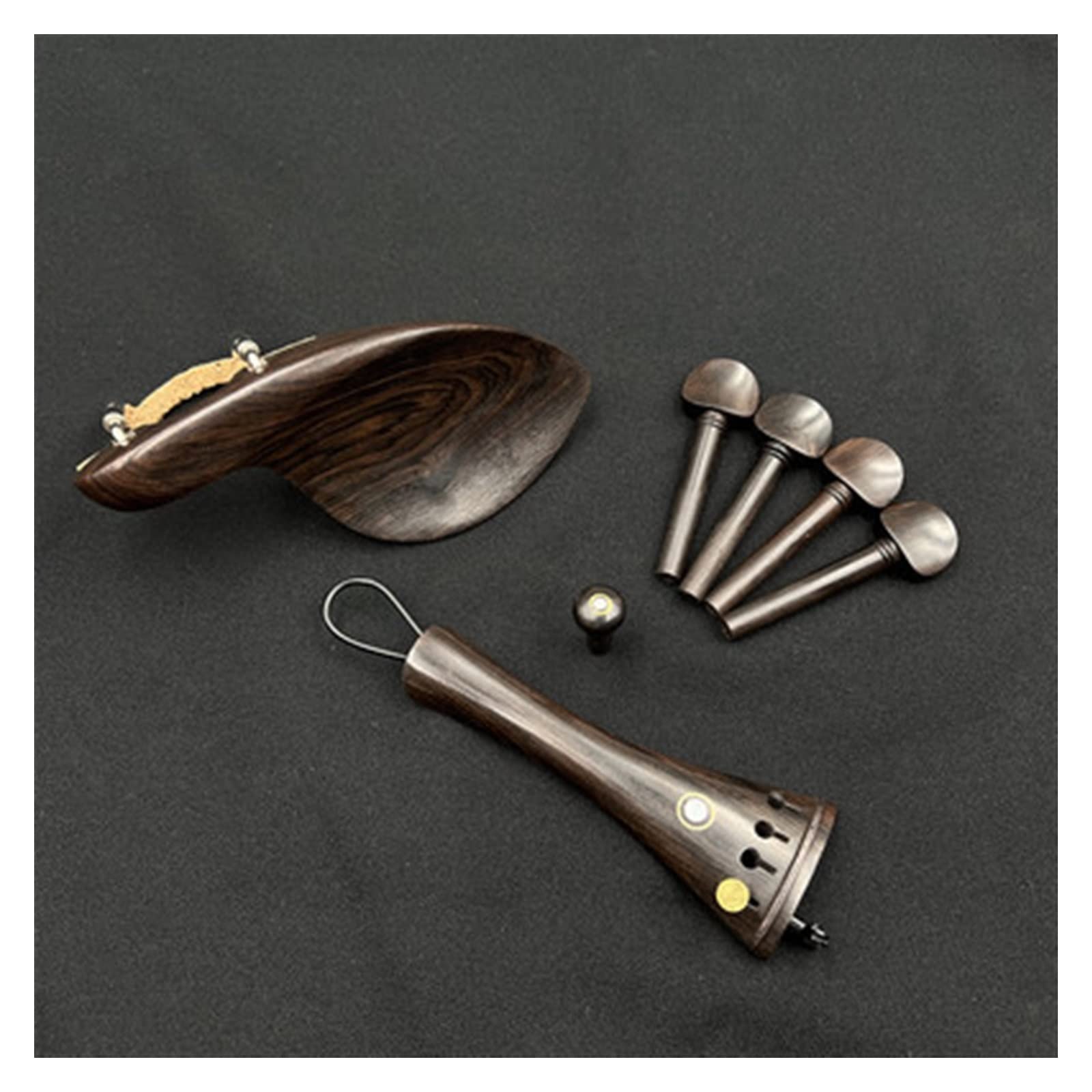 Piezas Repuesto violín 1 Juego De Piezas De Acesorios De Madera De Ébano para Violín 4/4, Pieza Trasera + Clavijas De Afinación + Pasadores + Reposapiés/Soporte para Barbilla (Color : Style 1)