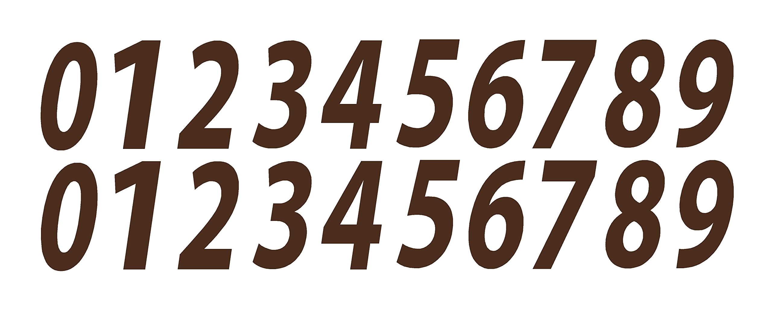 Brown Vinyl Numbers Stickers 0-9 (2 of Each Number, 20 Total Numbers) Choose from 1/2