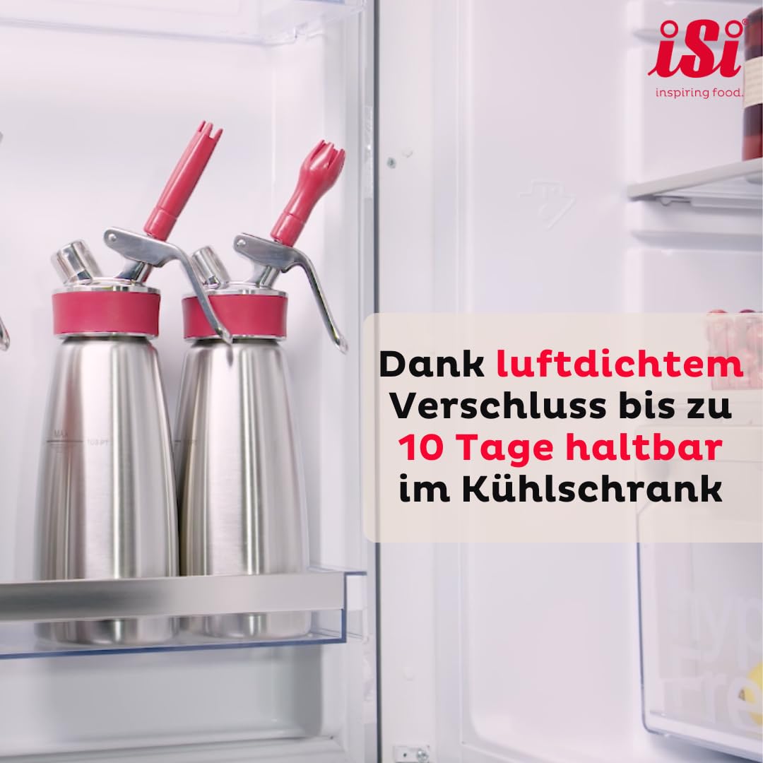 ISI Sahnespender 500ml, Gourmet Whip Plus, 0.5 Liter, aus hochwertigem Edelstahl, Betrieb Sahnekapseln, für Sahne, warme und kalte Saucen, Suppen, Espumas und Desserts