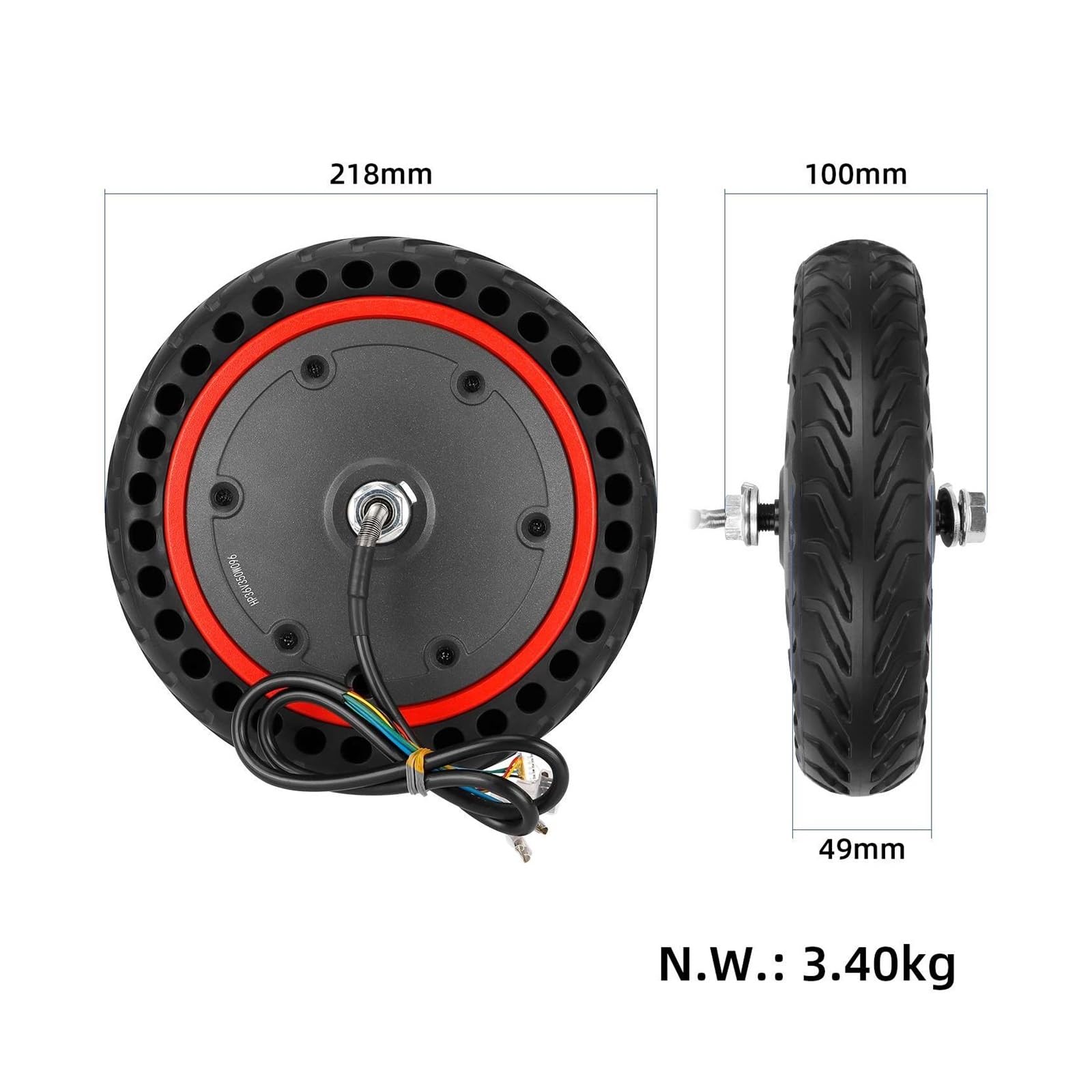 Kit de pneu de roue de moyeu de moteur de moteur de 8,5 pouces de moteur 36V 350W, compatible avec les pièces de rechange de roue de moteur de moteur avant de scooter électrique Xiaomi Pro Pro2