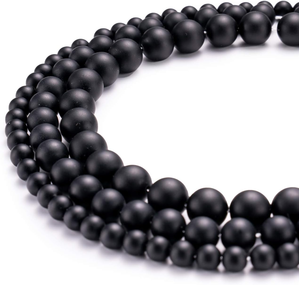 Matte Black Onyx Natural Stone Round Loose Semi Gemstone Beads for Jewelry Making 6MM 61PCS - Image 2