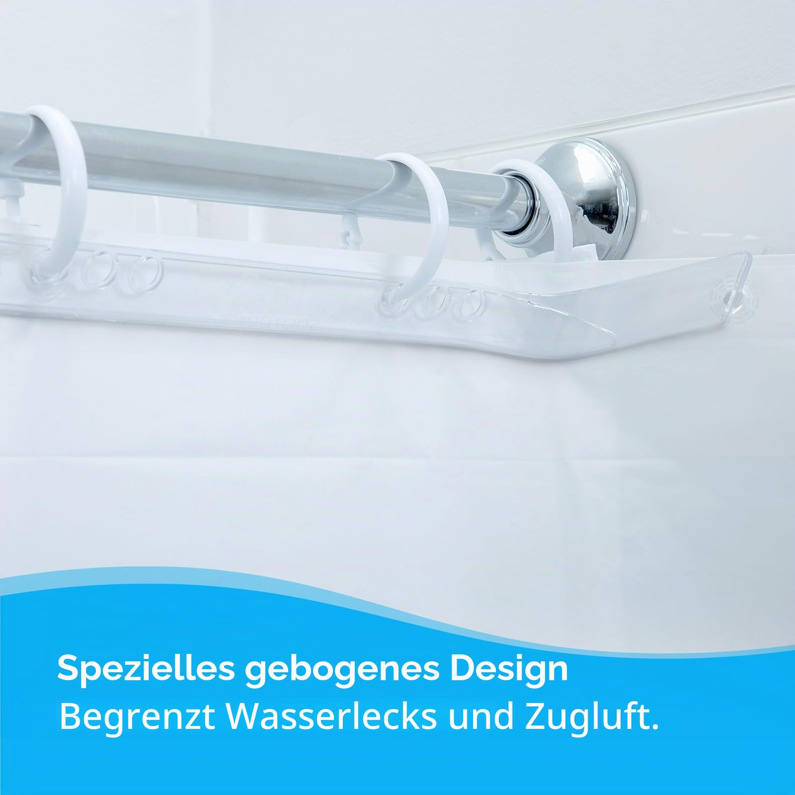 SlipX Solutions Duschvorhang Spritzschutz hält den Liner bündig an der Wand, um Wasser in Ihrer Dusche zu halten, klebfrei, 2 Schutzvorrichtungen pro Packung.