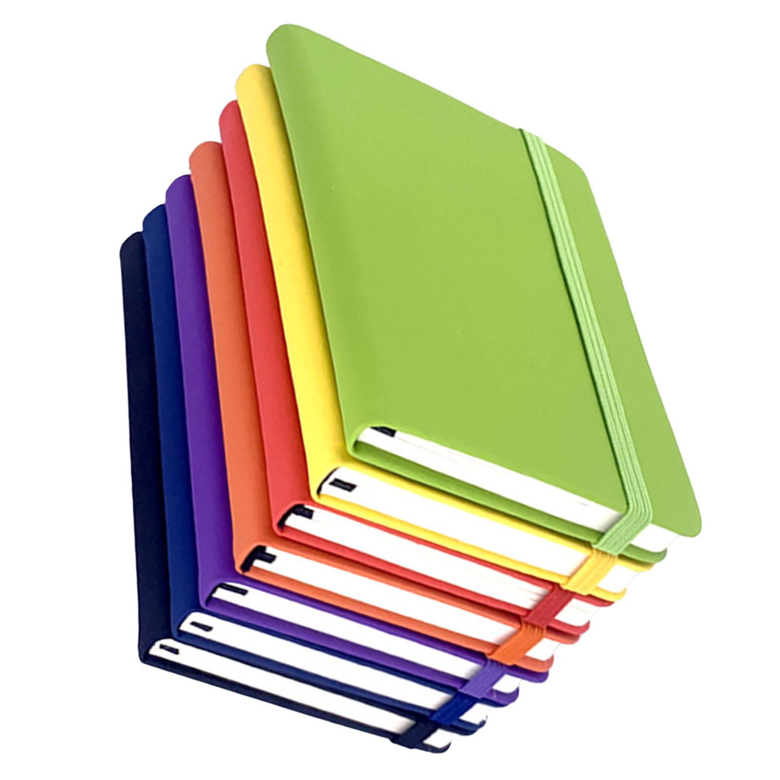 Housoutil Set 7 Quaderni A6 Tascabili a Righe con Chiusura Elastico, Mini Blocchi Note con Copertina Rigida in Pu per Scuola, Ufficio e Viaggi, Pagine Spesse Organizzate, Diario Portatile