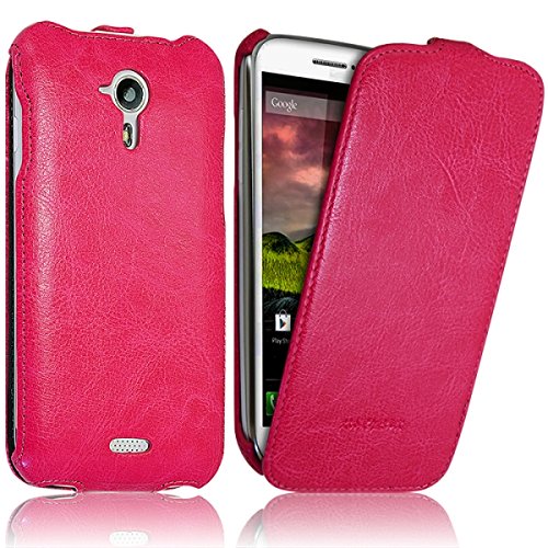 Seluxion - Housse Etui Coque Rigide Clapet pour Wiko Cink Five Couleur Rose Fushia + Film de Protection