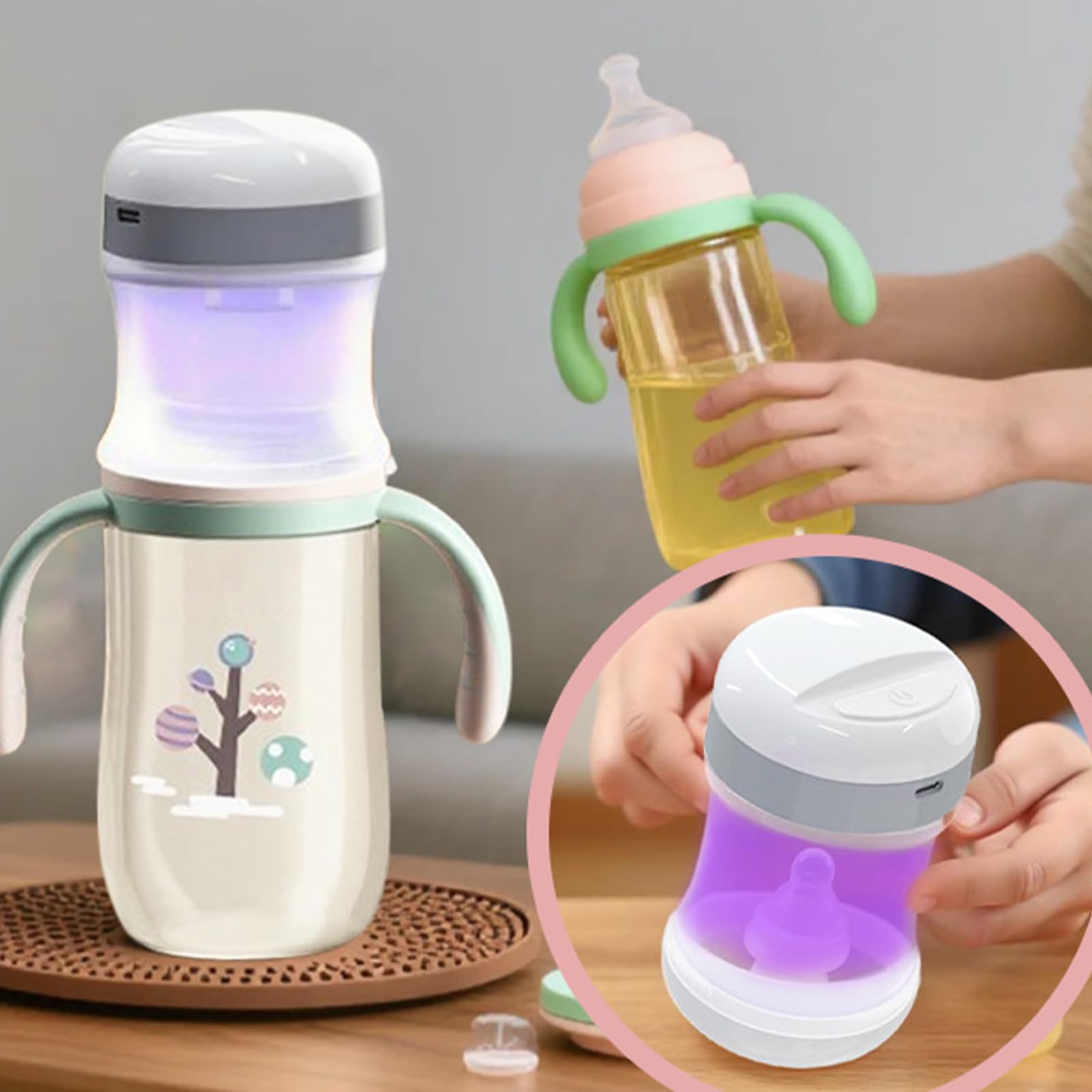 Biberon léger alimenté par USB rapide UVC facile à utiliser pour les nourrissons avec UVC