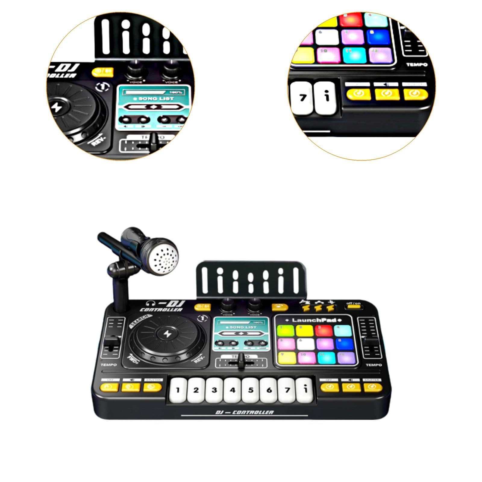 Tocadiscos de Juguete para DJ Infantil, Mezclador Electrónico para Fiestas con Luces Y Efectos para Interiores Y Preescolares.