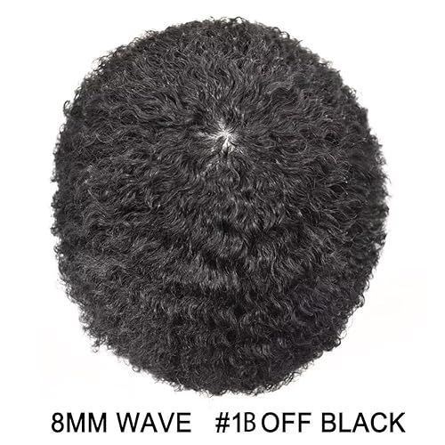 Miniatura 2 de Afro Toupee para hombres negros Sistema de reemplazo de cabello para hombres afroamericanos Afro Wave Mens Toupee brasileño rizado Cabello humano