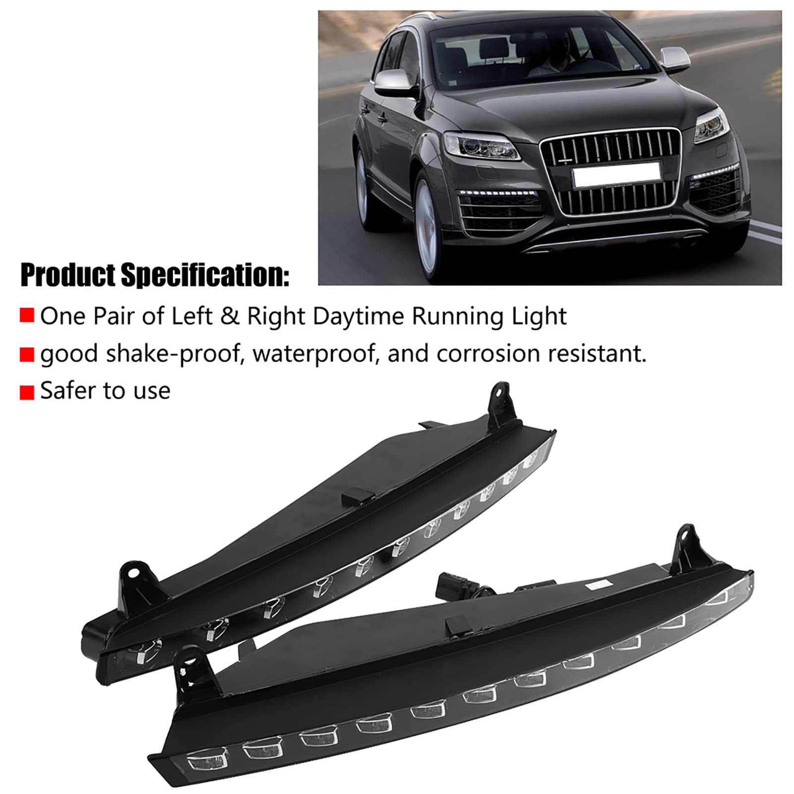 Luces de Circulación Diurna LED DRL para Coche 1 Par de Luces de Circulación Diurna para Coche, Señal de Giro, Luz Antiniebla LED DRL de 2 Colores para Q7 06-09