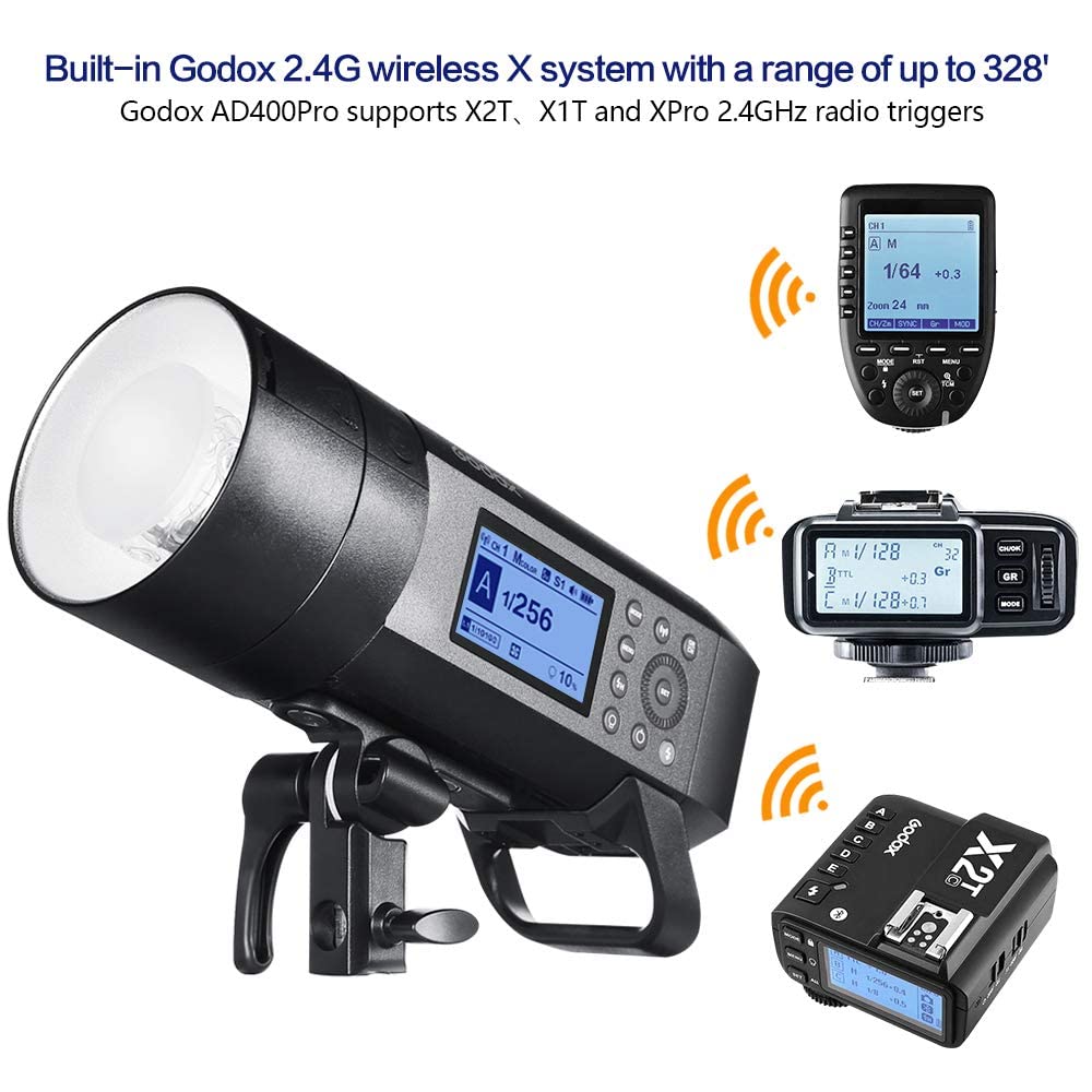 GODOX AD400 Pro TTL Flash Esterno 400W 1/8000 HSS 0,01-1s Tempo di riciclo 30W Lampada da modellazione Monolight Flash Strobo