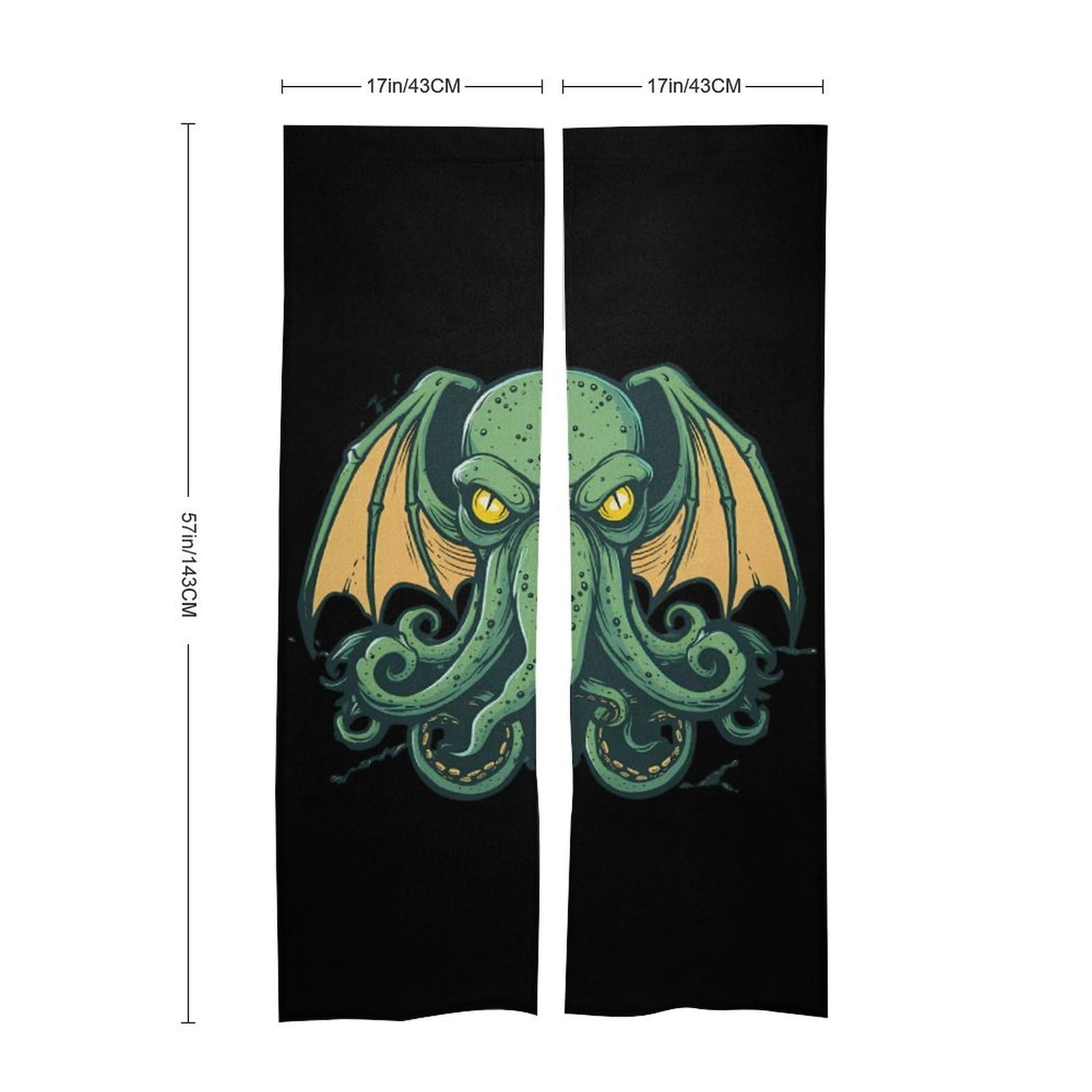 Cartoon Evil Noren Doorway Split Shower Curtain Long Type Window Treatment for Privacy Partition Divider