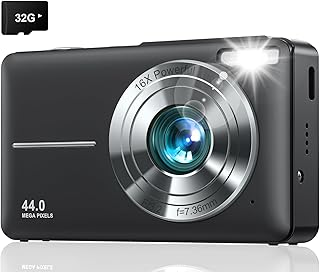 Lecran デジタルカメラ デジカメ 4400万画素 1080P動画撮影 オートフォーカス AF機能 HDカメラ 手ブレ補正 2.4インチIPS画面 軽量 携帯便利 USB C充電 黒